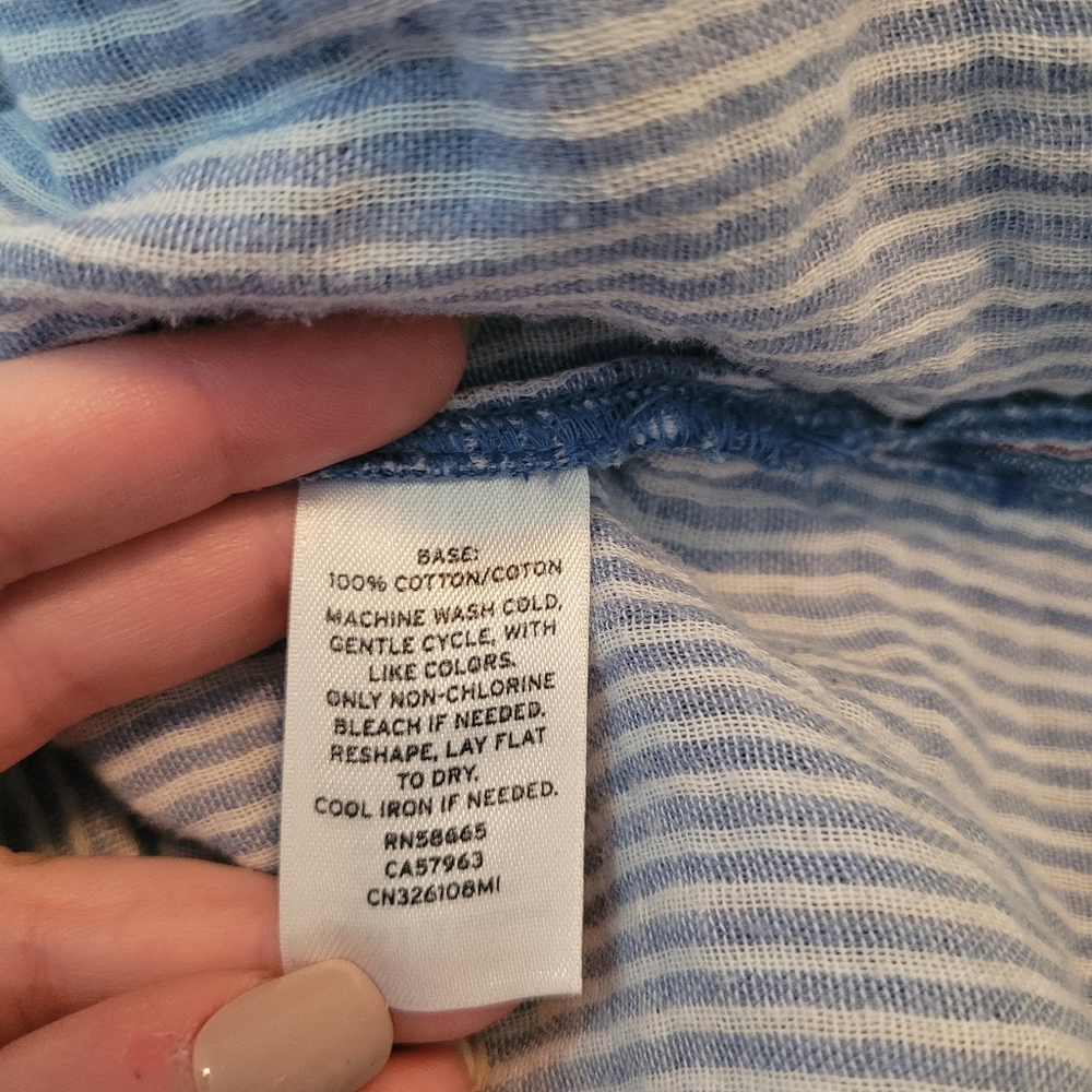 Caslon Blue Striped Cotton Popover Tunic Shirt - Picture 8 of 10